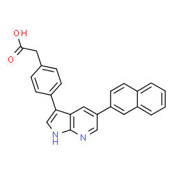 ChemSpider 2D Image | {4-[5-(2-Naphthyl)-1H-pyrrolo[2,3-b]pyridin-3-yl]phenyl}acetic acid | C25H18N2O2