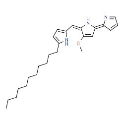 ChemSpider 2D Image | 2-{(E)-[(5Z)-3-Methoxy-5-(2H-pyrrol-2-ylidene)-1,5-dihydro-2H-pyrrol-2-ylidene]methyl}-5-undecyl-1H-pyrrole | C25H35N3O