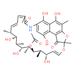 ChemSpider 2D Image | (9E,11S,12S,13R,14S,15R,16R,17S,18S)-2,11,15,17,27,29-Hexahydroxy-3,7,12,14,16,18,22-heptamethyl-6,23-dioxo-8,30-dioxa-24-azatetracyclo[23.3.1.1~4,7~.0~5,28~]triaconta-1(29),2,4,9,19,21,25,27-octaen-1
3-yl acetate | C36H45NO12