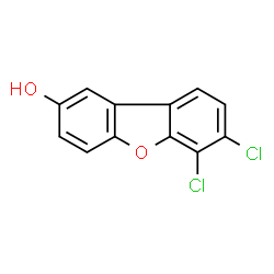 ChemSpider 2D Image | 6,7-Dichloro-2-dibenzofuranol | C12H6Cl2O2