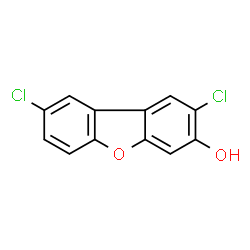 ChemSpider 2D Image | 2,8-Dichloro-3-dibenzofuranol | C12H6Cl2O2