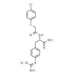 ChemSpider 2D Image | 2-[2-(4-CHLORO-PHENYLSULFANYL)-ACETYLAMINO]-3-(4-GUANIDINO-PHENYL)-PROPIONAMIDE | C18H20ClN5O2S