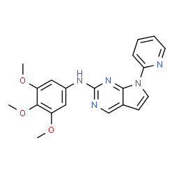 ChemSpider 2D Image | 7-PYRIDIN-2-YL-N-(3,4,5-TRIMETHOXYPHENYL)-7H-PYRROLO[2,3-D]PYRIMIDIN-2-AMINE | C20H19N5O3