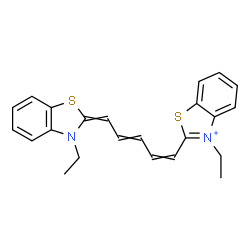 ChemSpider 2D Image | 3-Ethyl-2-[(1Z,3E,5E)-5-(3-ethyl-1,3-benzothiazol-2(3H)-ylidene)-1,3-pentadien-1-yl]-1,3-benzothiazol-3-ium | C23H23N2S2