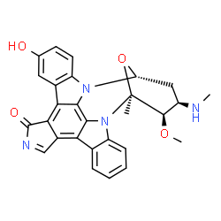 ChemSpider 2D Image | (5s,6r,7r,9r)-12-Hydroxy-6-Methoxy-5-Methyl-7-(Methylamino)-6,7,8,9-Tetrahydro-5h,14h-5,9-Epoxy-4b,9a,15-Triazadibenzo[b,H]cyclonona[1,2,3,4-Jkl]cyclopenta[e]-As-Indacen-14-One | C28H24N4O4