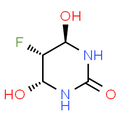ChemSpider 2D Image | (4R,6R)-5-Fluoro-4,6-dihydroxytetrahydro-2(1H)-pyrimidinone | C4H7FN2O3