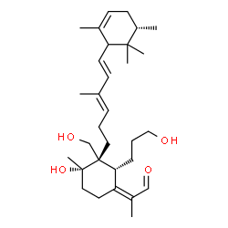 ChemSpider 2D Image | (2Z)-2-[(2R,3S,4S)-4-Hydroxy-3-(hydroxymethyl)-2-(3-hydroxypropyl)-4-methyl-3-{(3E,5E)-4-methyl-6-[(5S)-2,5,6,6-tetramethyl-2-cyclohexen-1-yl]-3,5-hexadien-1-yl}cyclohexylidene]propanal | C31H50O4