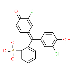 ChemSpider 2D Image | 2-[(E)-(3-Chloro-4-hydroxyphenyl)(3-chloro-4-oxo-2,5-cyclohexadien-1-ylidene)methyl]benzenesulfonic acid | C19H12Cl2O5S