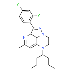 ChemSpider 2D Image | 2-(2,4-Dichlorophenyl)-6-(4-heptanyl)-4-methyl-2a,7,8,8b-tetrahydro-6H-1,3,6,8a-tetraazaacenaphthylene | C22H28Cl2N4