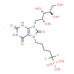 ChemSpider 2D Image | 3-(1,3,7-Trihydro-9-D-Ribityl-2,6,8-Purinetrione-7-Yl) 1,1 Difluoropentane-1-Phosphate | C15H23F2N4O10P