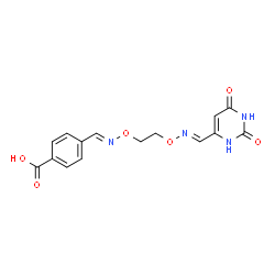 ChemSpider 2D Image | 4-[(1E,7E)-8-(2,6-Dioxo-1,2,3,6-tetrahydro-4-pyrimidinyl)-3,6-dioxa-2,7-diazaocta-1,7-dien-1-yl]benzoic acid | C15H14N4O6