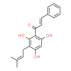ChemSpider 2D Image | (2E)-3-Phenyl-1-[2,4,6-trihydroxy-3-(3-methyl-2-buten-1-yl)phenyl]-2-propen-1-one | C20H20O4