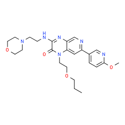 ChemSpider 2D Image | 7-(6-Methoxy-3-pyridinyl)-3-{[2-(4-morpholinyl)ethyl]amino}-1-(2-propoxyethyl)pyrido[3,4-b]pyrazin-2(1H)-one | C24H32N6O4