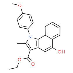 ChemSpider 2D Image | Ethyl 5-hydroxy-1-(4-methoxyphenyl)-2-methyl-1H-benzo[g]indole-3-carboxylate | C23H21NO4