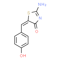 ChemSpider 2D Image | (5E)-2-Amino-5-(4-hydroxybenzylidene)-1,3-thiazol-4(5H)-one | C10H8N2O2S