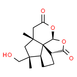 ChemSpider 2D Image | (2aR,4aS,5R,6aR,9aS,9bS)-5-(Hydroxymethyl)-5,6a-dimethyloctahydro-1,9-dioxapentaleno[1,6-cd]indene-2,8-dione | C15H20O5