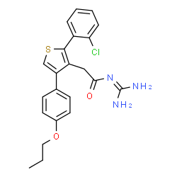 ChemSpider 2D Image | 2-[2-(2-Chlorophenyl)-4-(4-propoxyphenyl)-3-thienyl]-N-(diaminomethylene)acetamide | C22H22ClN3O2S