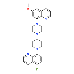 ChemSpider 2D Image | 5-Fluoro-8-{4-[4-(6-methoxy-8-quinolinyl)-1-piperazinyl]-1-piperidinyl}quinoline | C28H30FN5O