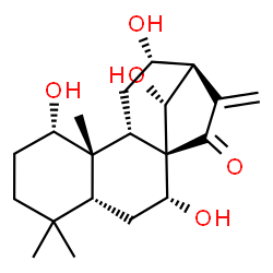 ChemSpider 2D Image | (1alpha,5beta,7alpha,8alpha,9beta,12alpha,13alpha,14R)-1,7,12,14-Tetrahydroxykaur-16-en-15-one | C20H30O5