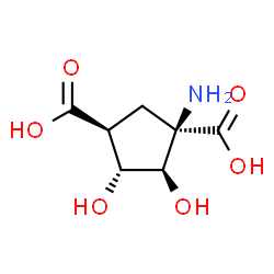 ChemSpider 2D Image | (1R,3S,4R,5R)-1-Amino-4,5-dihydroxy-1,3-cyclopentanedicarboxylic acid | C7H11NO6