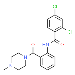 ChemSpider 2D Image | 2,4-Dichloro-N-{2-[(4-methyl-1-piperazinyl)carbonyl]phenyl}benzamide | C19H19Cl2N3O2