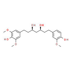 ChemSpider 2D Image | (3R,5S)-1-(4-Hydroxy-3,5-dimethoxyphenyl)-7-(4-hydroxy-3-methoxyphenyl)-3,5-heptanediol | C22H30O7