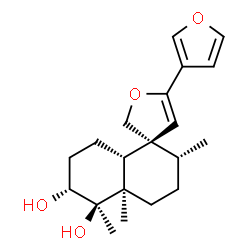 ChemSpider 2D Image | (2'R,3R,4a'R,5'R,6'R,8a'R)-5-(3-Furyl)-2',4a',5'-trimethyl-3',4',4a',5',6',7',8',8a'-octahydro-2'H-spiro[furan-3,1'-naphthalene]-5',6'-diol | C20H28O4
