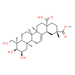 ChemSpider 2D Image | (2alpha,3alpha,14beta)-2,3,23-Trihydroxy-30-methoxy-30-oxoolean-12-en-28-oic acid | C31H48O7