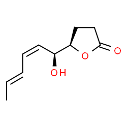 ChemSpider 2D Image | (5R)-5-[(1S,2Z,4E)-1-Hydroxy-2,4-hexadien-1-yl]dihydro-2(3H)-furanone | C10H14O3
