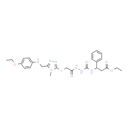 ChemSpider 2D Image | Ethyl 3-{[(2-{[(5-{[(4-ethoxyphenyl)amino]methyl}-4-methyl-4H-1,2,4-triazol-3-yl)sulfanyl]acetyl}hydrazino)carbonyl]amino}-3-phenylpropanoate | C26H33N7O5S