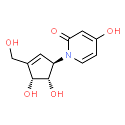 ChemSpider 2D Image | 1-[(1R,4R,5S)-4,5-Dihydroxy-3-(hydroxymethyl)-2-cyclopenten-1-yl]-4-hydroxy-2(1H)-pyridinone | C11H13NO5