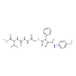 ChemSpider 2D Image | Methyl N-[(2-{[(5-{1-[(4-methoxyphenyl)amino]ethyl}-4-phenyl-4H-1,2,4-triazol-3-yl)sulfanyl]acetyl}hydrazino)carbonyl]valinate | C26H33N7O5S