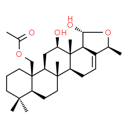 ChemSpider 2D Image | [(1R,3S,5aS,5bR,7aS,11aR,11bS,13R,13aS,13bS)-1,13-Dihydroxy-3,5b,8,8,13a-pentamethyl-1,5,5a,5b,6,7,7a,8,9,10,11,11b,12,13,13a,13b-hexadecahydrochryseno[1,2-c]furan-11a(3H)-yl]methyl acetate | C28H44O5