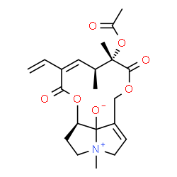 ChemSpider 2D Image | (8xi,12S,13S,14Z)-12-Acetoxy-4-methyl-11,16-dioxo-14,21-didehydrosenecionan-4-ium-8-olate | C21H27NO7