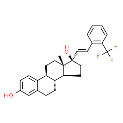 ChemSpider 2D Image | (17alpha,20E)-21-[2-(Trifluoromethyl)phenyl]-19-norpregna-1(10),2,4,20-tetraene-3,17-diol | C27H29F3O2