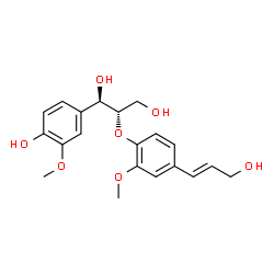 ChemSpider 2D Image | (1R,2S)-1-(4-Hydroxy-3-methoxyphenyl)-2-{4-[(1E)-3-hydroxy-1-propen-1-yl]-2-methoxyphenoxy}-1,3-propanediol | C20H24O7