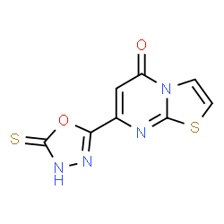 ChemSpider 2D Image | 7-(5-Thioxo-4,5-dihydro-1,3,4-oxadiazol-2-yl)-5H-[1,3]thiazolo[3,2-a]pyrimidin-5-one | C8H4N4O2S2
