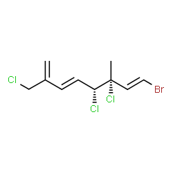 ChemSpider 2D Image | (3E,5R,6R,7E)-8-Bromo-5,6-dichloro-2-(chloromethyl)-6-methyl-1,3,7-octatriene | C10H12BrCl3
