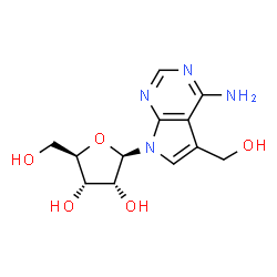 ChemSpider 2D Image | 4-Amino-7-beta-D-ribofuranosyl-7H-pyrrolo(2,3-d)pyrimidine-5-methanol | C12H16N4O5