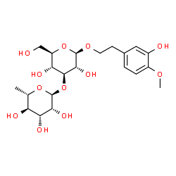 ChemSpider 2D Image | 2-(3-Hydroxy-4-methoxyphenyl)ethyl 3-O-(6-deoxy-alpha-L-mannopyranosyl)-beta-D-glucopyranoside | C21H32O12
