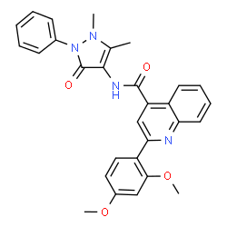 ChemSpider 2D Image | 2-(2,4-Dimethoxyphenyl)-N-(1,5-dimethyl-3-oxo-2-phenyl-2,3-dihydro-1H-pyrazol-4-yl)-4-quinolinecarboxamide | C29H26N4O4