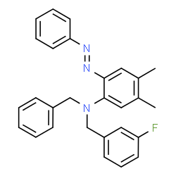 ChemSpider 2D Image | N-Benzyl-N-(3-fluorobenzyl)-4,5-dimethyl-2-[(E)-phenyldiazenyl]aniline | C28H26FN3