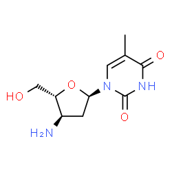 ChemSpider 2D Image | 1-(3-Amino-2,3-dideoxy-alpha-L-erythro-pentofuranosyl)-5-methyl-2,4(1H,3H)-pyrimidinedione | C10H15N3O4