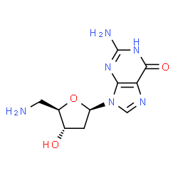 ChemSpider 2D Image | 5'-Amino-2',5'-dideoxyguanosine | C10H14N6O3