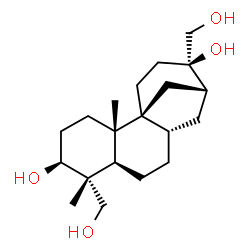 ChemSpider 2D Image | (1S,2S,5S,6R,7R,10S,12R,13R)-6,13-Bis(hydroxymethyl)-2,6-dimethyltetracyclo[10.3.1.0~1,10~.0~2,7~]hexadecane-5,13-diol | C20H34O4