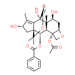 ChemSpider 2D Image | (1S,2S,3R,4S,7R,9S,10S,11S,14S)-4-Acetoxy-9,11,14-trihydroxy-10,13,16,16-tetramethyl-18-oxo-6,17-dioxapentacyclo[9.4.3.0~1,12~.0~3,10~.0~4,7~]octadec-12-en-2-yl benzoate | C29H34O10