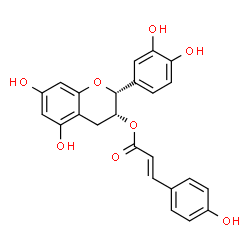 ChemSpider 2D Image | (2R,3R)-2-(3,4-Dihydroxyphenyl)-5,7-dihydroxy-3,4-dihydro-2H-chromen-3-yl (2E)-3-(4-hydroxyphenyl)acrylate | C24H20O8