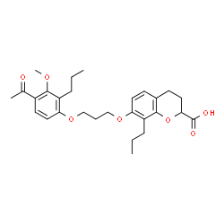 ChemSpider 2D Image | 7-[3-(4-Acetyl-3-methoxy-2-propylphenoxy)propoxy]-8-propyl-2-chromanecarboxylic acid | C28H36O7