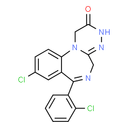 ChemSpider 2D Image | 9-Chloro-7-(2-chlorophenyl)-3,5-dihydro[1,2,4]triazino[4,3-a][1,4]benzodiazepin-2(1H)-one | C17H12Cl2N4O