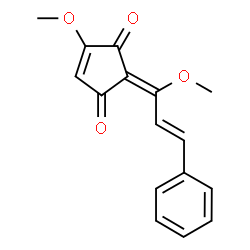 ChemSpider 2D Image | 4-Methoxy-2-[(2E)-1-methoxy-3-phenyl-2-propen-1-ylidene]-4-cyclopentene-1,3-dione | C16H14O4